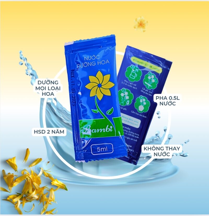 Combo 100 gói dưỡng hoa tươi lâu Bambi, gói dưỡng hoa tươi lâu không hư nước