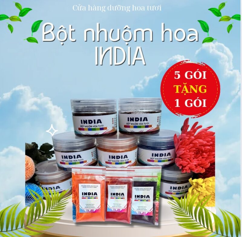 Gói 10gram bột nhuộm hoa tươi India 1L -1,2L nước, thuốc nhuộm chuyên cho mọi loại hoa