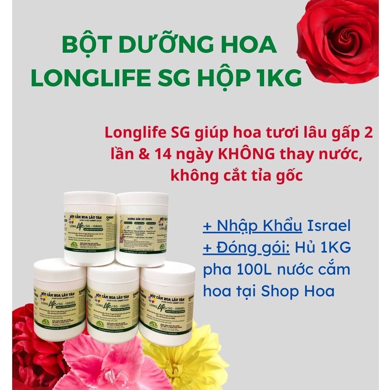 combo 5 hủ bột 1kg Dưỡng hoa tươi lâu longlife - dưỡng hoa lâu tàn siêu dưỡng hoa