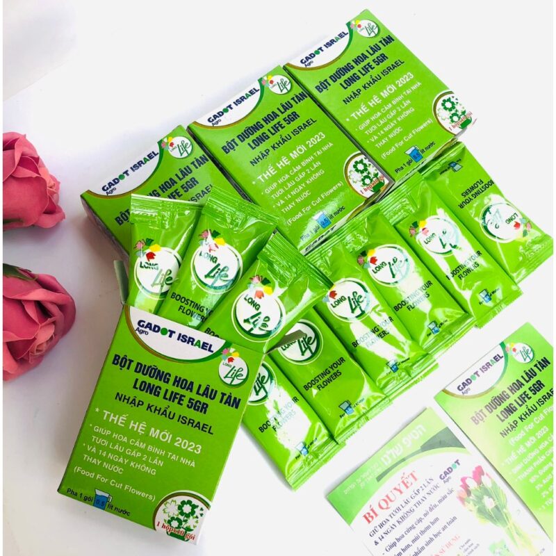 Thùng 1000 gói có hộp, dưỡng hoa tươi lâu Longlife nhập khẩu Israel, thuốc dưỡng hoa tươi lâu