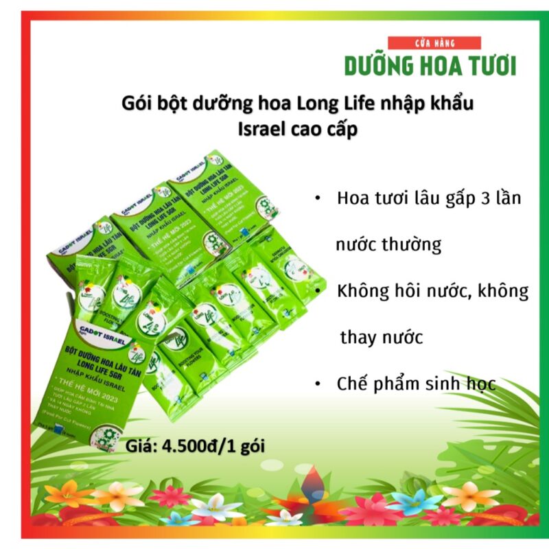 Combo 50 gói dưỡng hoa tươi lâu Longlife, thuốc dưỡng hoa tươi lâu nhập khẩu Israel